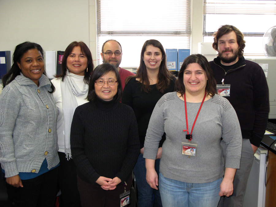 The Wisconsin SCID crew and their guests. (Front row from left) WSLH Newborn Screening Laboratory Co-Director Dr. Mei Baker and WSLH Chemist Marcy Rowe (Back row from left) Zulley Peńaloza Medina and Ledith Resto Melendez -- both nurses with the Puerto Rico Newborn Screening Program – and WSLH Chemists Mike Cogley, Deb Statz and Sean Mochal